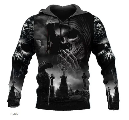 2025 New Men's Skull Hoodie Sweatshirts 3D print Head Pattern Hooded Pullover 2025 New Men's Skull Hoodie Sweatshirts 3D print Head Pattern Hooded Pullover