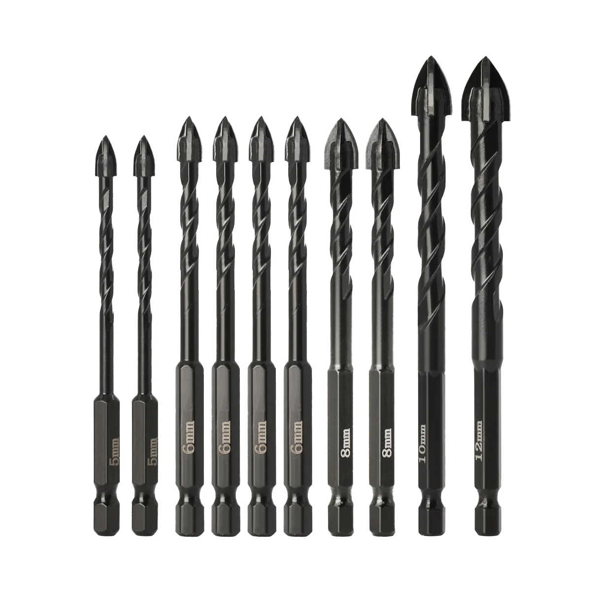 Multifunctional Ceramic Tile Drill Bit Black Hexagonal Handle Screw Triangular Drill 10PC Set Hexagonal Handle
Multifunctional Ceramic Tile Drill Bit Black Hexagonal Handle Screw Triangular Drill 10PC Set Hexagonal Handle