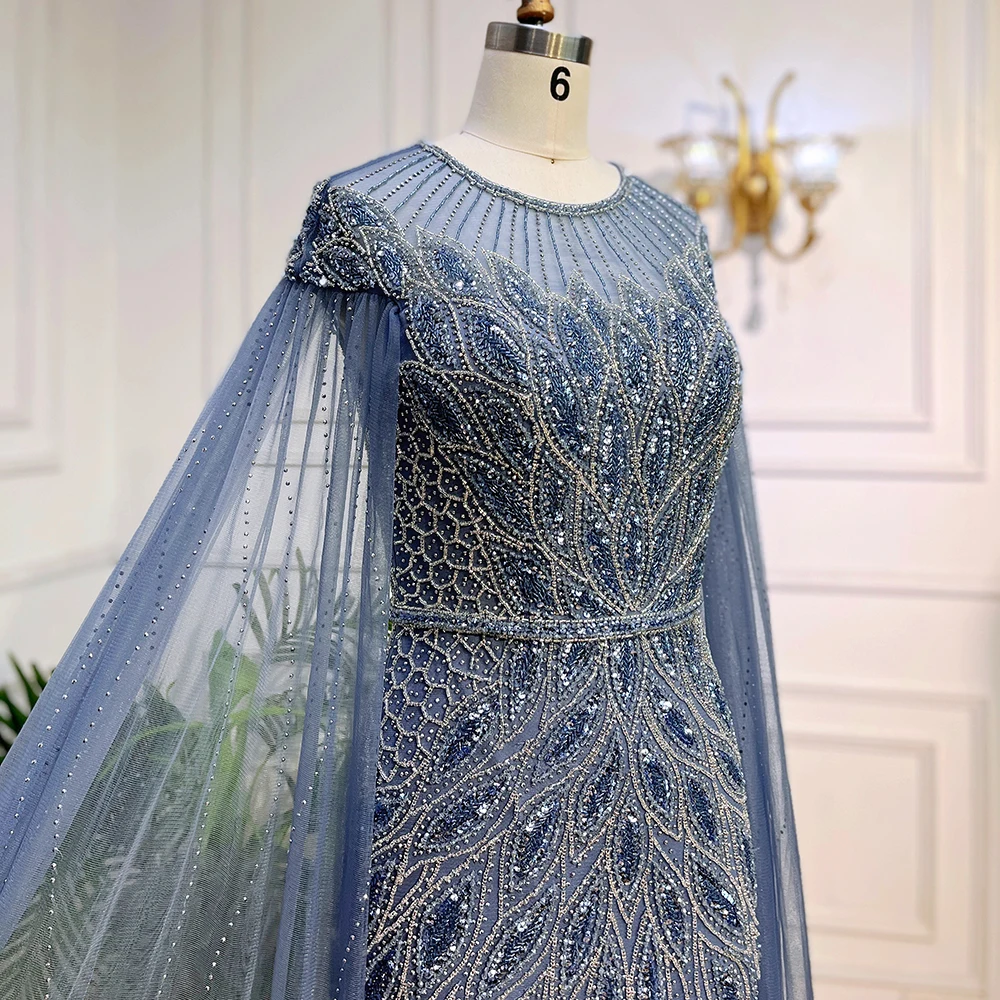 Arabic Blue Cape Sleeves Mermaid Beaded Luxury Long Evening Dresses Gowns for Women Wedding Party 27 Mallzona S266866cbc74d4dbdb339a9ae249efbe3Z Arabic Blue Cape Sleeves Mermaid Beaded Luxury Long Evening Dresses Gowns for Women Wedding Party Mallzona