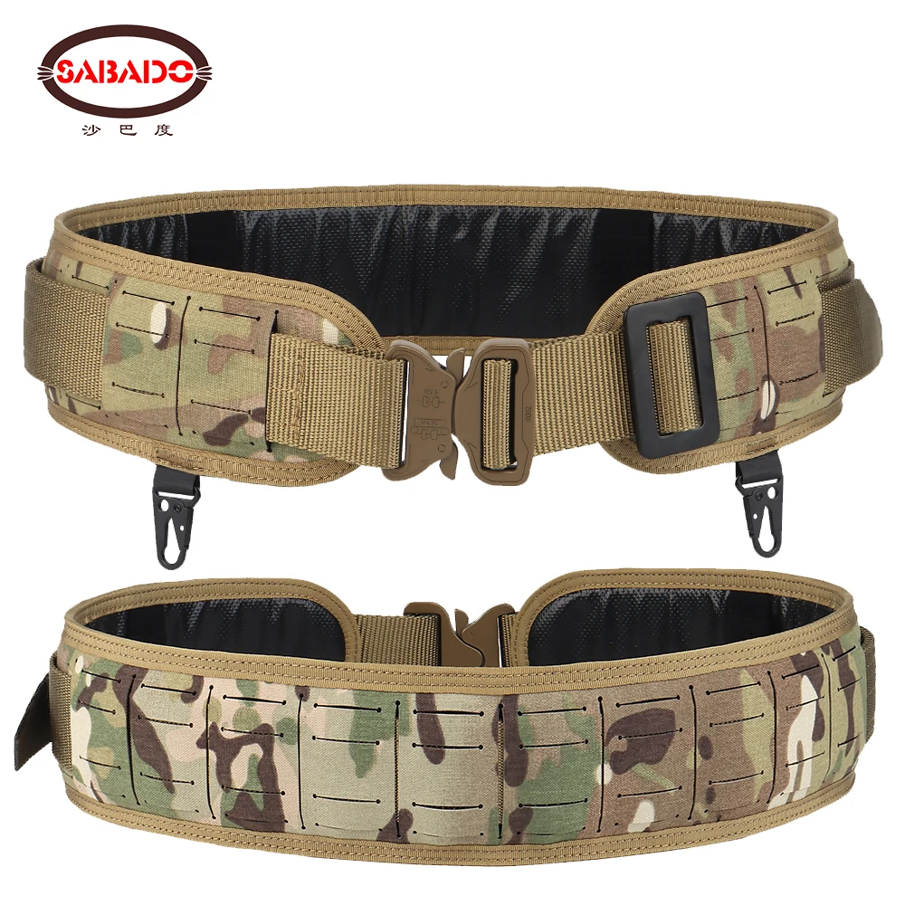 

Tactical Belt Heavy Duty Quick Release Mesh waist Cummerbund 47" Combat waistband Outdoor Hunting Laser Cut MOLLE Airsoft Girdle