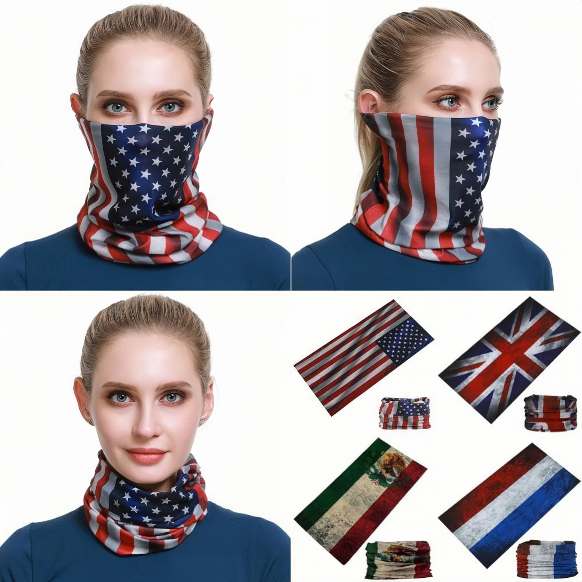 

Flag Design Magic Seamless Bandanas For Woman Man Vintage Sports Face Mask Cycling Balaclava Outdoor Retro Head Scarf Male Buffs