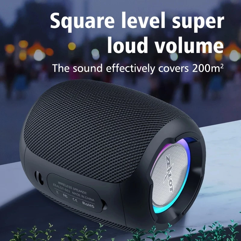 

New S53 4400mAh Battery Portable Wireless Speakers High Power 20W Column HIFI Stereo Subwoofer Colorful Sound box Loudspeaker