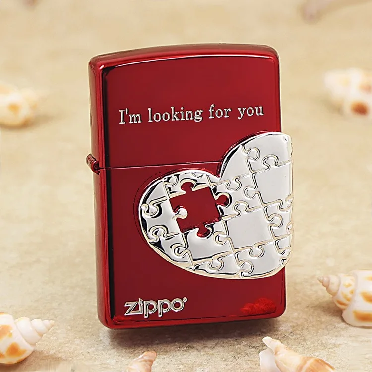 

Genuine Zippo oil lighter Love Puzzle copper windproof cigarette Kerosene lighters Gift with anti-counterfeiting code