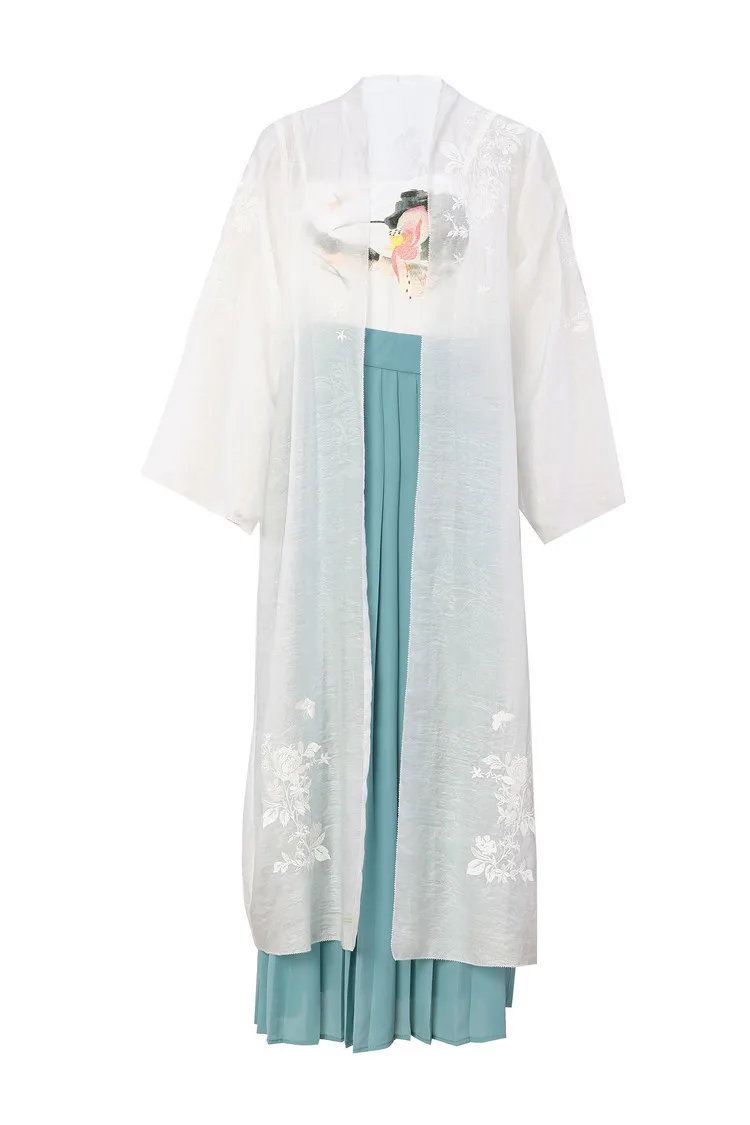 Top Quality Brand Chinese Qipao Dress 2022 Autumn Women Long Sleeve Cardigan Coats Outwear+Floral Embroidery Pleated Dress Sets 
Top Quality Brand Chinese Qipao Dress 2022 Autumn Women Long Sleeve Cardigan Coats Outwear+Floral Embroidery Pleated Dress Sets