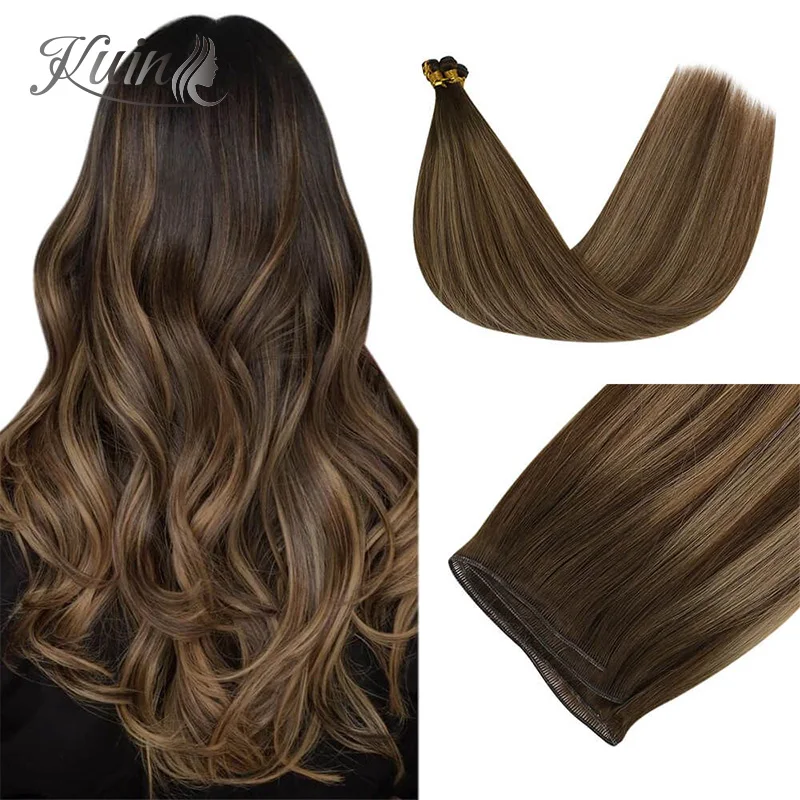 

European Straight Raw Virgin Hair Weaving 14"-24" Genius Human Hair Extensions For Women Blonde Ombre Color 100G One Donor Weft