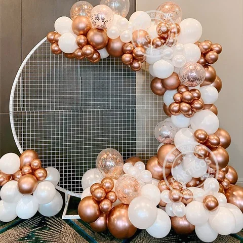 

130pcs White Latex Balloons Wedding Bridal Baby Shower 1st Birthday Metallic Rose Gold Balloon Arch Garland Kit Kids Decorations