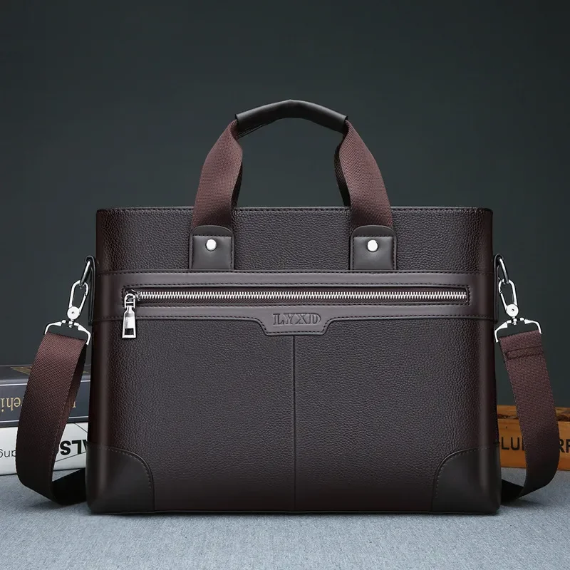 

Business Leather Men's Briefcase Fashion Man Handbag Office Male Shoulder Messenger Bag 14" Laptop Bag