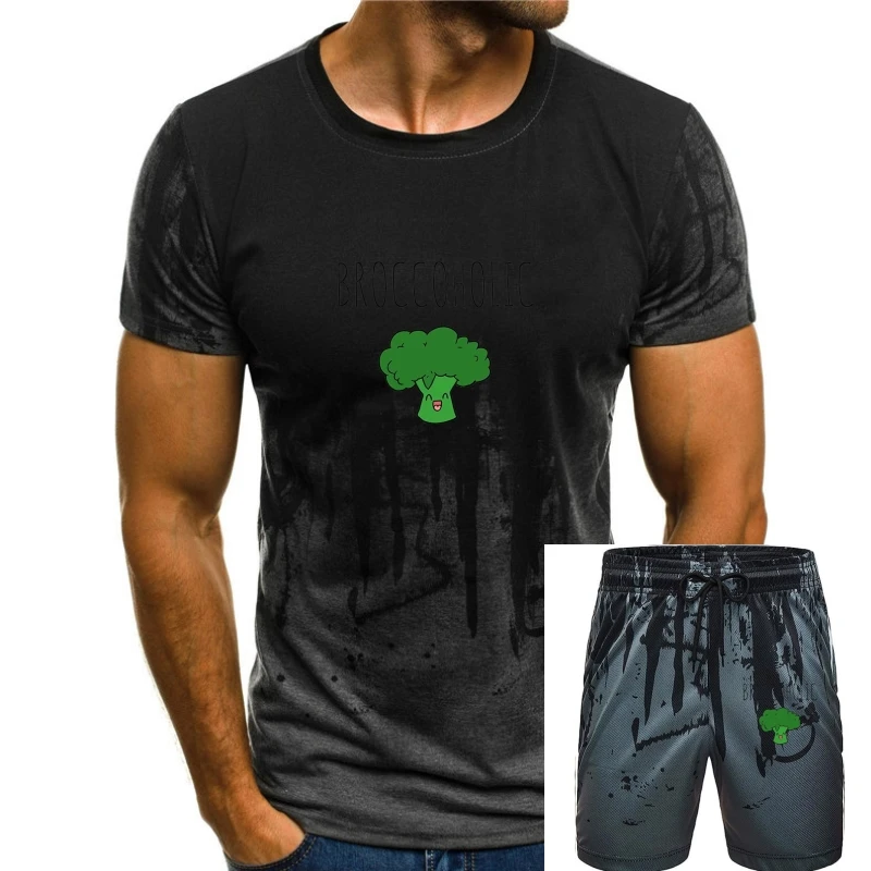 

Broccoholic Vegan Vegetarian Broccoli Lovers T Shirt T Shirt Casual Short Sleeve For Men Clothing Summer Short Sleeve