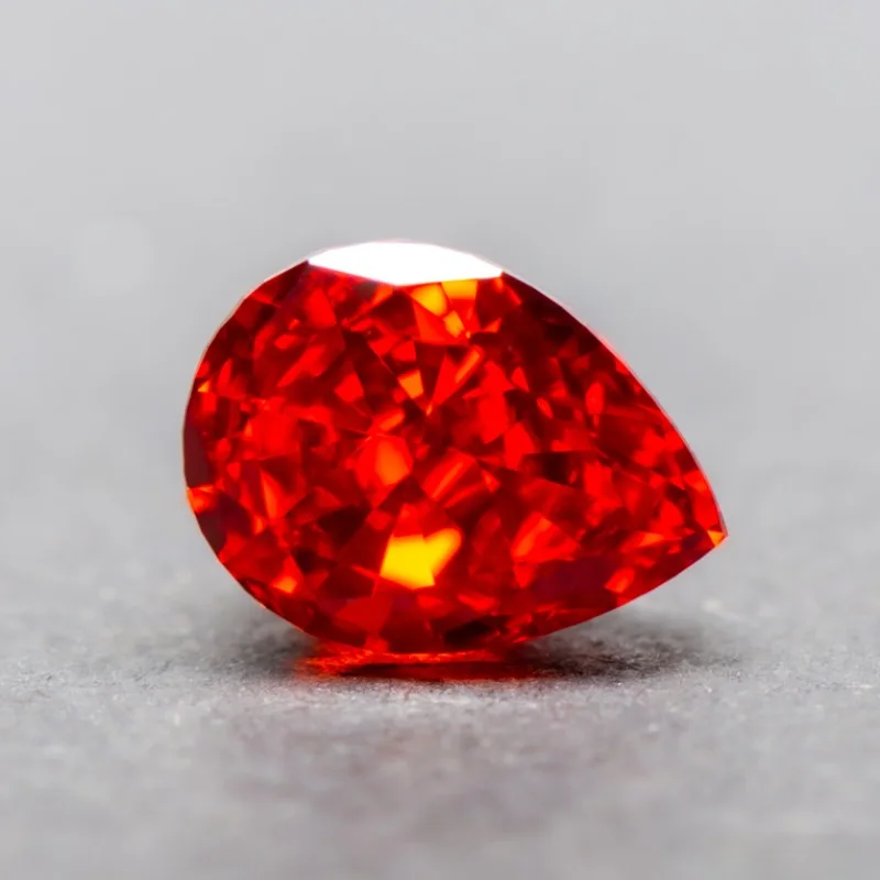 

Cubic Zirconia Pear Shape Red Color 5A Grade 4k Crushed Ice Cut Charm Beads for DIY Jewelry Making Rings Necklace Main Materials