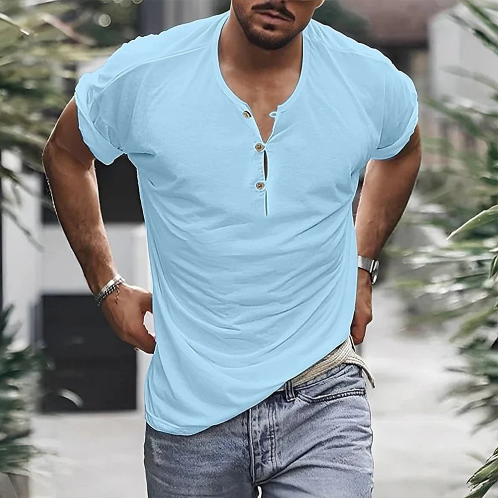 Popular Men's T-Shirt Short Sleeve Button-Down Comfortable Shirt Pullover Blouse Henley Youth V-Neck Tops T Shirts Summer
Popular Men's T-Shirt Short Sleeve Button-Down Comfortable Shirt Pullover Blouse Henley Youth V-Neck Tops T Shirts Summer