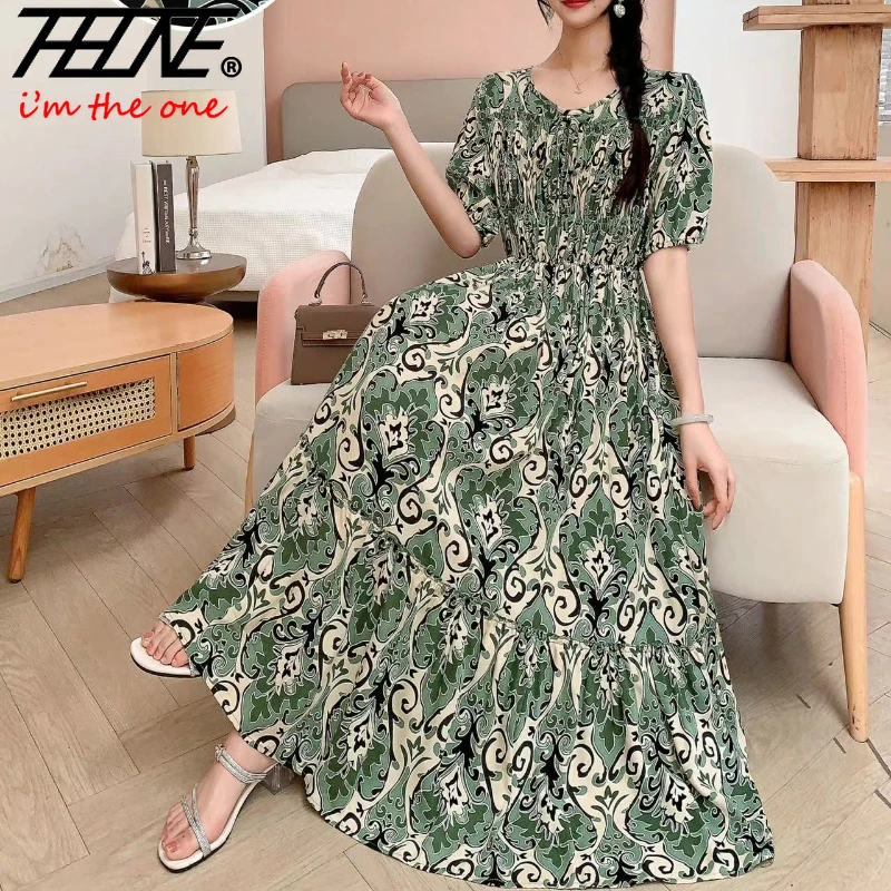 

Женское длинное платье из хлопка и льна, винтажное платье макси с принтом в индийском стиле, модное платье в Корейском стиле, лето 2024