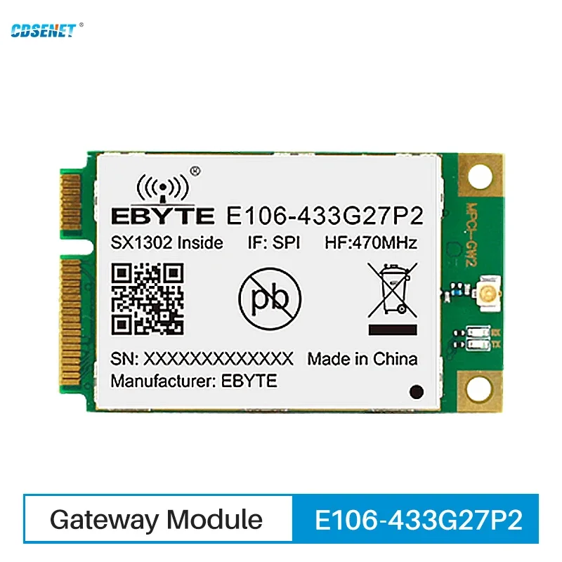 SX1302 433 МГц модуль шлюза LoRawan SPI CDSENET E106-433G27P2 PCI-e 52pin 27 дБм 5 км Lora низкая мощность промышленного класса IPex
SX1302 433 МГц модуль шлюза LoRawan SPI CDSENET E106-433G27P2 PCI-e 52pin 27 дБм 5 км Lora низкая мощность промышленного класса IPex