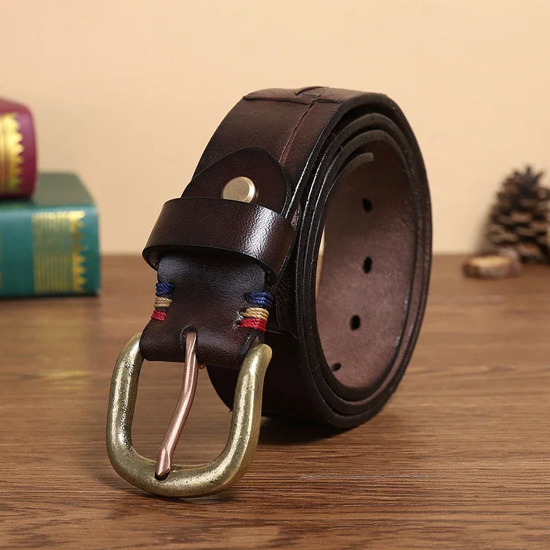 3.8CM Pure Cowhide High Quality Genuine Leather Belts for Men Brand Strap Male Brass Buckle Korean Version Jeans Cowboy Cintos
3.8CM Pure Cowhide High Quality Genuine Leather Belts for Men Brand Strap Male Brass Buckle Korean Version Jeans Cowboy Cintos