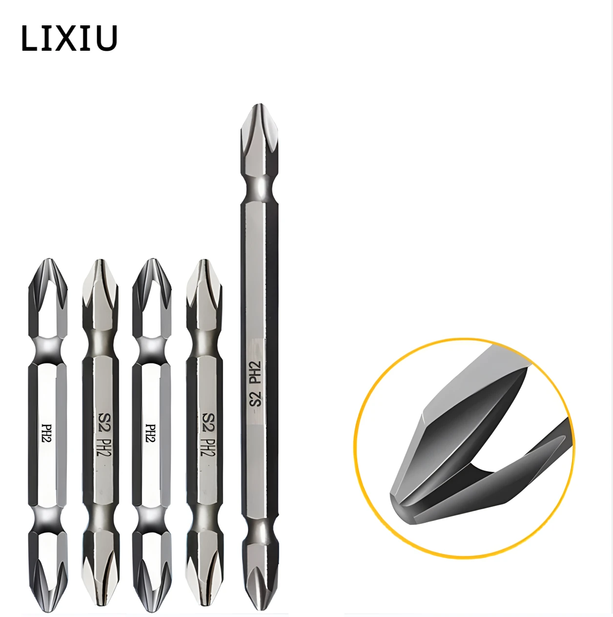 LIXIU 10 шт. PH2 двойная головка Биты для отвертки высокая твердость биты S2 прочная металлическая Отвертка из сплава
LIXIU 10 шт. PH2 двойная головка Биты для отвертки высокая твердость биты S2 прочная металлическая Отвертка из сплава