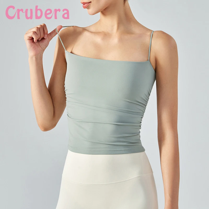 CRUBERA Thin Shoulder Strap Pleated Sports Sling Running Outside Quick Dry Fitness Women's Summer Slim Yoga Vest With Cushion
CRUBERA Thin Shoulder Strap Pleated Sports Sling Running Outside Quick Dry Fitness Women's Summer Slim Yoga Vest With Cushion