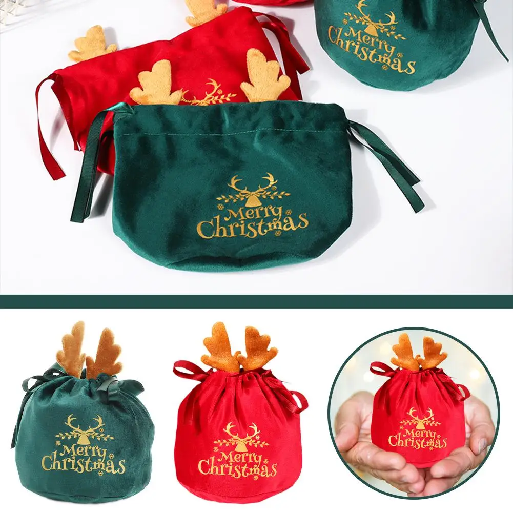 

Креативный рог оленя Новогодняя канистра яблоко конфеты пакет Карманный подарок Новогодняя елка украшения для домашнего стола новый год 2024 C0Y2