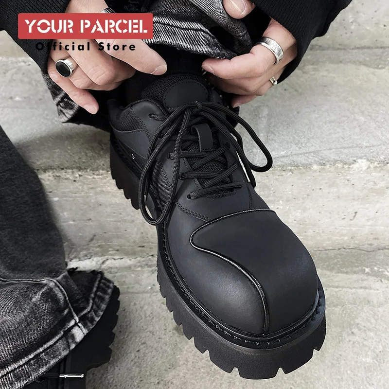 

Mesh breathable leather shoes male original niche design big toe Derby shoes thick soles casual work and commuting shoes