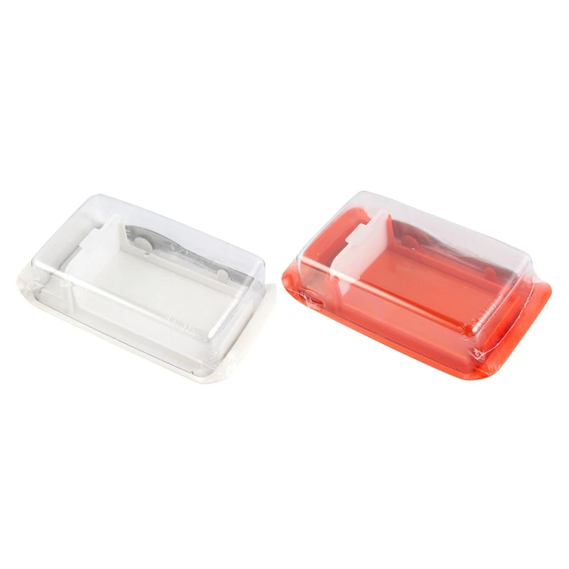 

2X Butter Container Cheese Server Sealing Storage Keeper Tray With Lid Kitchen Dinnerware D & A