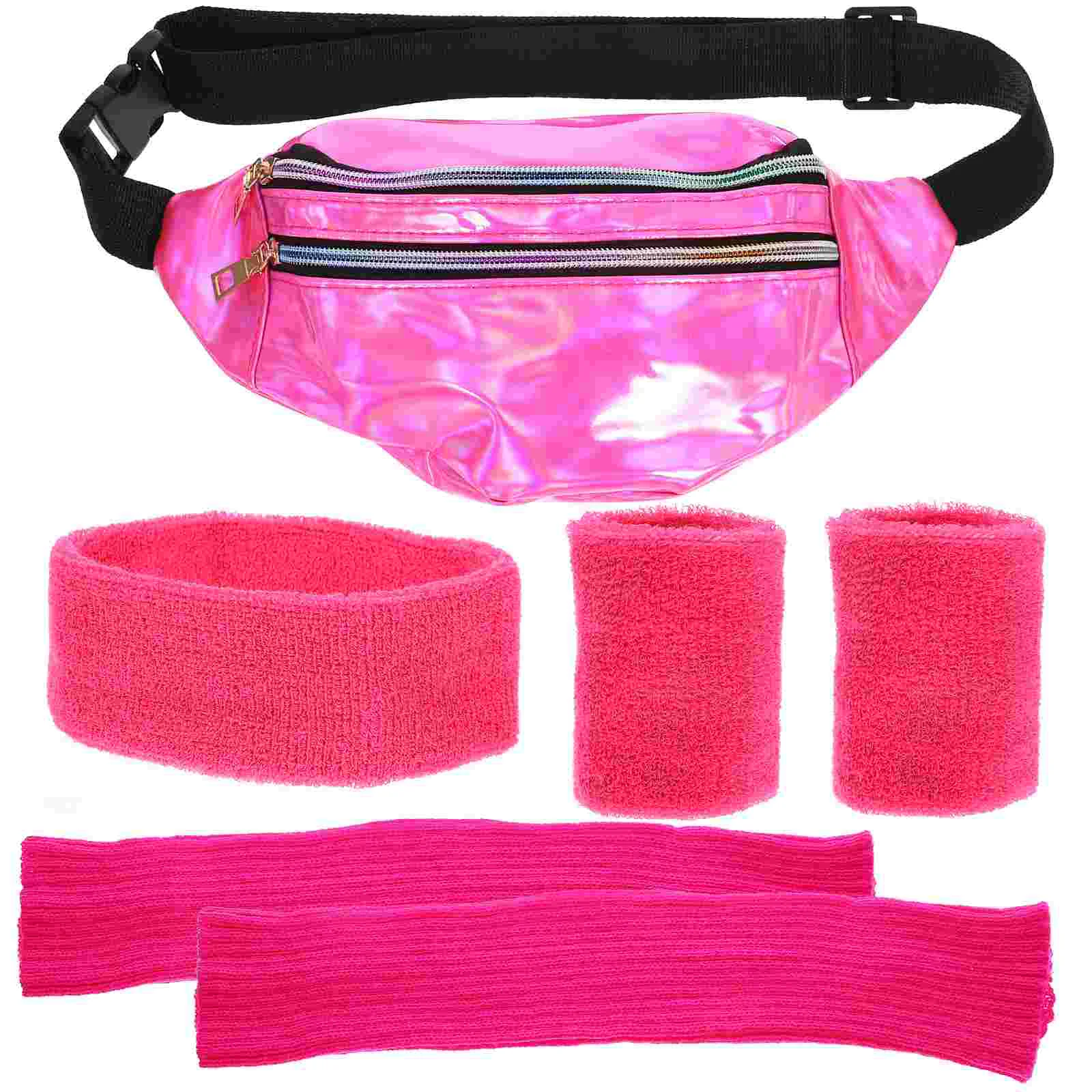 

1 Set Running Headband Wristbands Set Leg Warmers Fanny Pack Kit 80s Costume Accessories