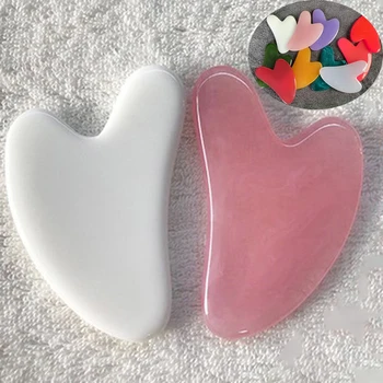 Guasha 얼굴 마사지 레진 밀랍 Gua Sha 모조 옥 보드, 침혈 눈 관리 스파 마사지 도구, 마사지 바이지