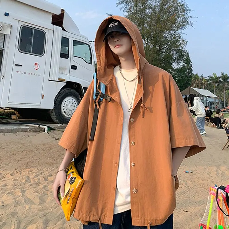 EOENKKY/ Hooded Short-sleeved Shirts for Men Women Japan Summer Trend Cityboy Solid Blouse Unisex Cargo Button Up Shirt Jacket
EOENKKY/ Hooded Short-sleeved Shirts for Men Women Japan Summer Trend Cityboy Solid Blouse Unisex Cargo Button Up Shirt Jacket