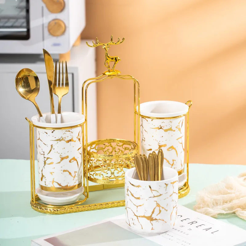 Luxury Modern Ceramic Drain Rack Gold Deer Chopsticks Wall Mounted Cage Multifunctional Chopsticks Kitchen Shelf Supplies
Luxury Modern Ceramic Drain Rack Gold Deer Chopsticks Wall Mounted Cage Multifunctional Chopsticks Kitchen Shelf Supplies