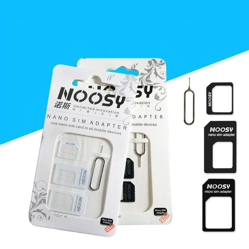 

10 Sets 4 in 1 Noosy Nano Sim Card Adapter + Micro Sim Cards Adapter + Standard SIM Card Adapter for IPhone