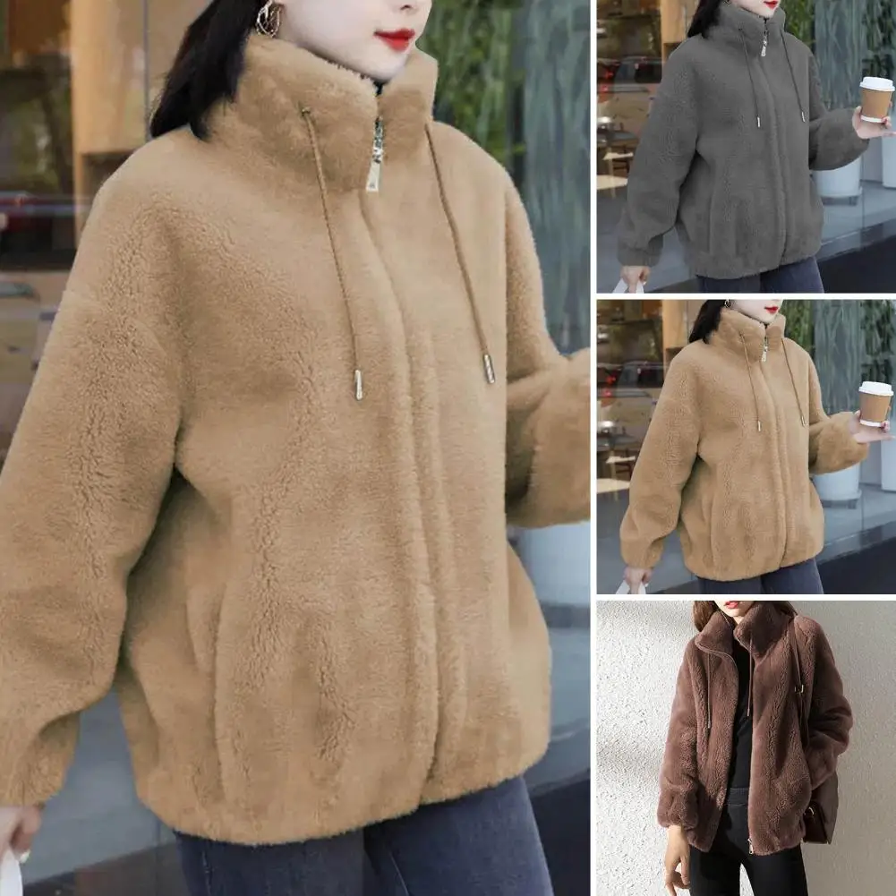 Elegant Coral Fleece Jacket Comfortable Women Jacket Plush Warm Cardigan Women's Winter Coat with Stand Collar Drawstring Zipper
Elegant Coral Fleece Jacket Comfortable Women Jacket Plush Warm Cardigan Women's Winter Coat with Stand Collar Drawstring Zipper