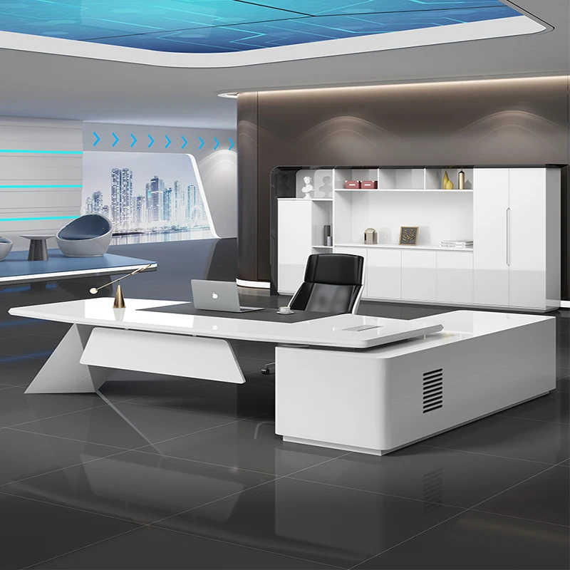Paint the boss's desk and chair combination, white fashion manager's office furniture, president's single desk, simple and moder
Paint the boss's desk and chair combination, white fashion manager's office furniture, president's single desk, simple and moder