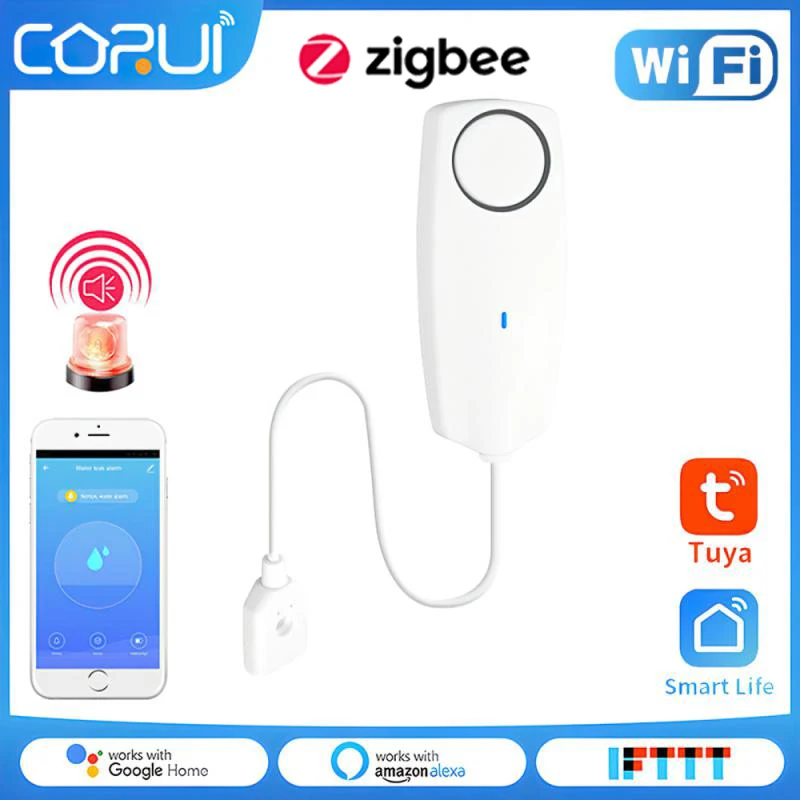 CORUI Tuya Zigbee WiFi Water Leak Alarm Home Water Level Flooding Alarm Overflow Detector Responsive High Pitched Security Alarm
CORUI Tuya Zigbee WiFi Water Leak Alarm Home Water Level Flooding Alarm Overflow Detector Responsive High Pitched Security Alarm
