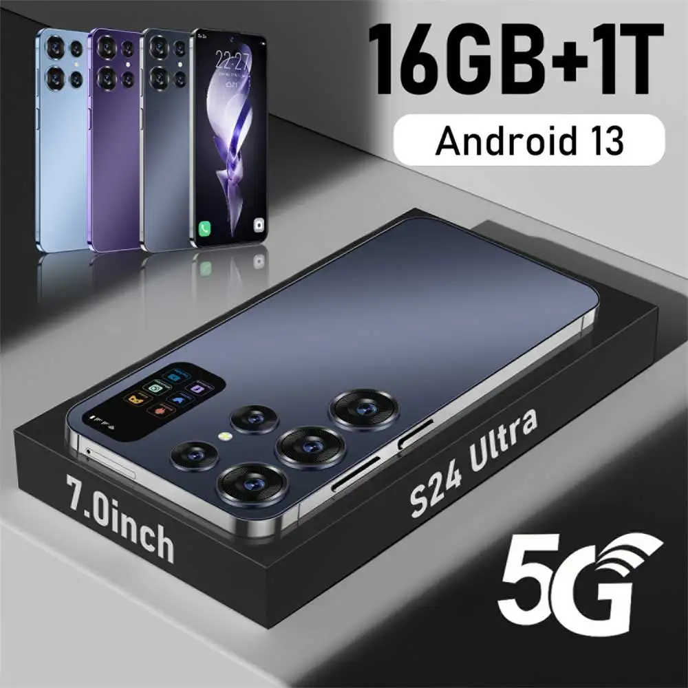 

S24 Ultra Original Smartphone 7.0 inch Face Recognition Cellphones 16GB+1TB 5G Dual SIM Android Mobile Phones 7000mAh Cell Phone