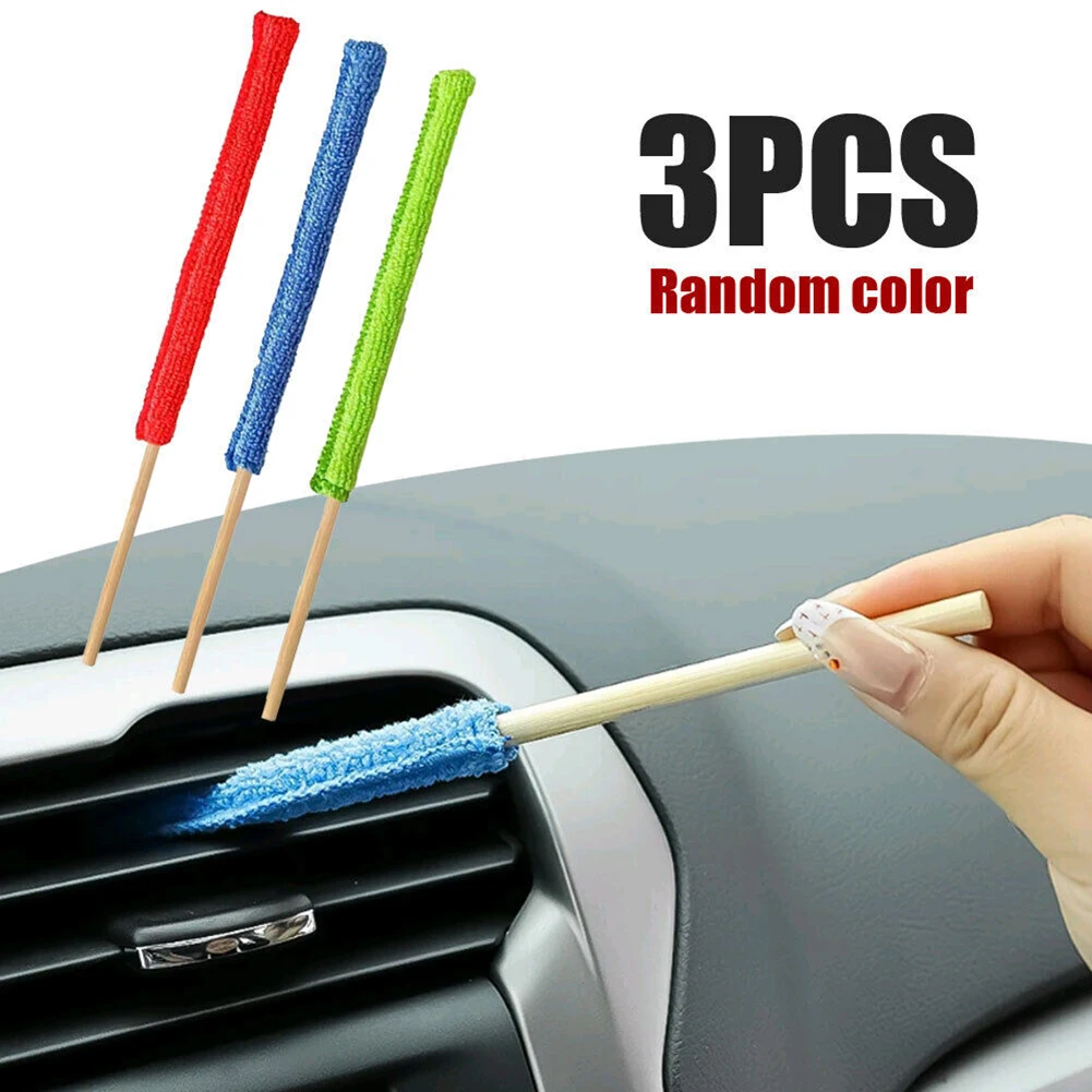 

3pcs Car Cleaning Brush Air Conditioner Vent Cleaner Detailing Dust Removal Blinds Duster Outlet Brush Long Handle Cleaning Tool