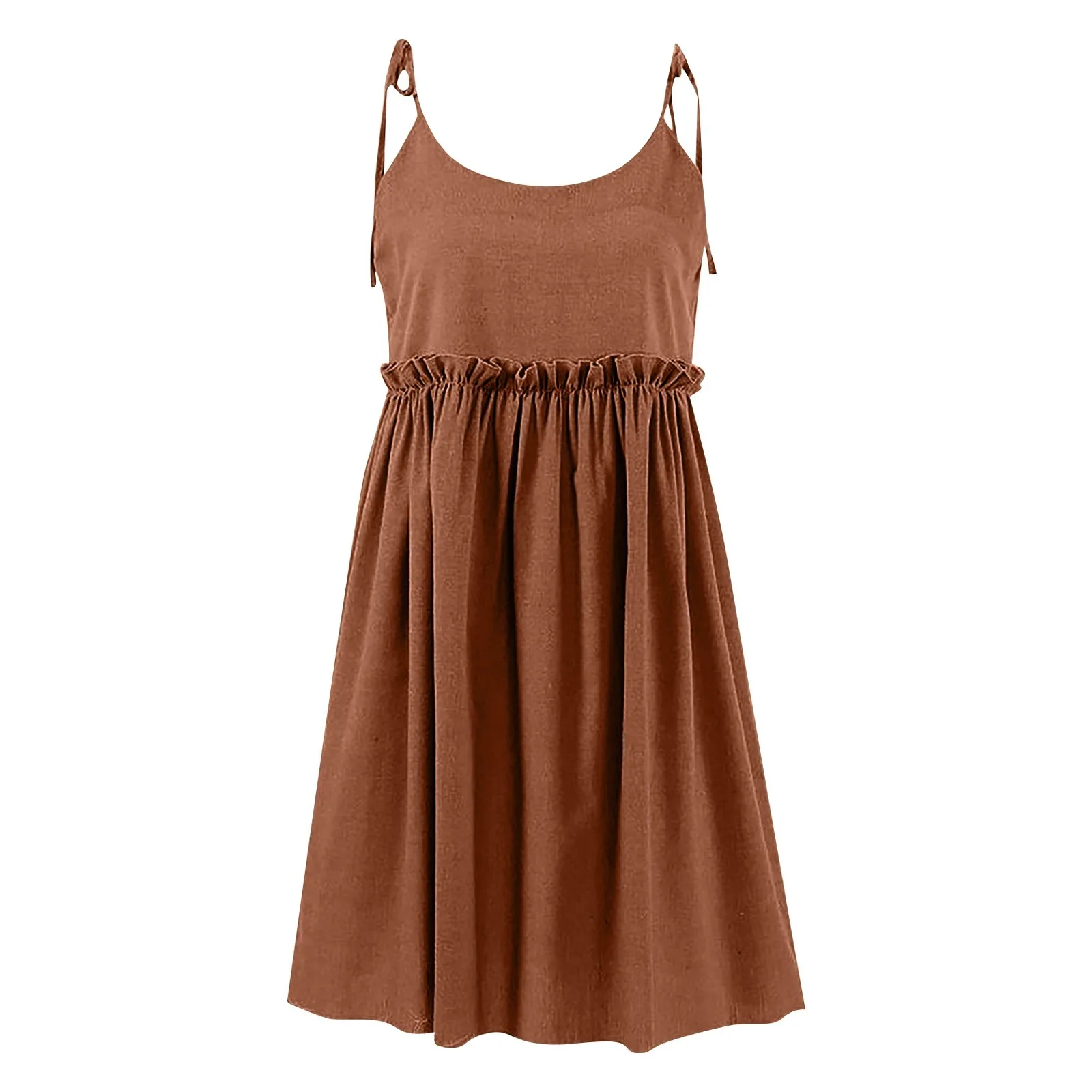 

Sexy Camisole Loose Sleeveless Pleated Cotton Linen A-line Skirt dameskleding grote maten vestido elegante ropa de mujer 신상원피스