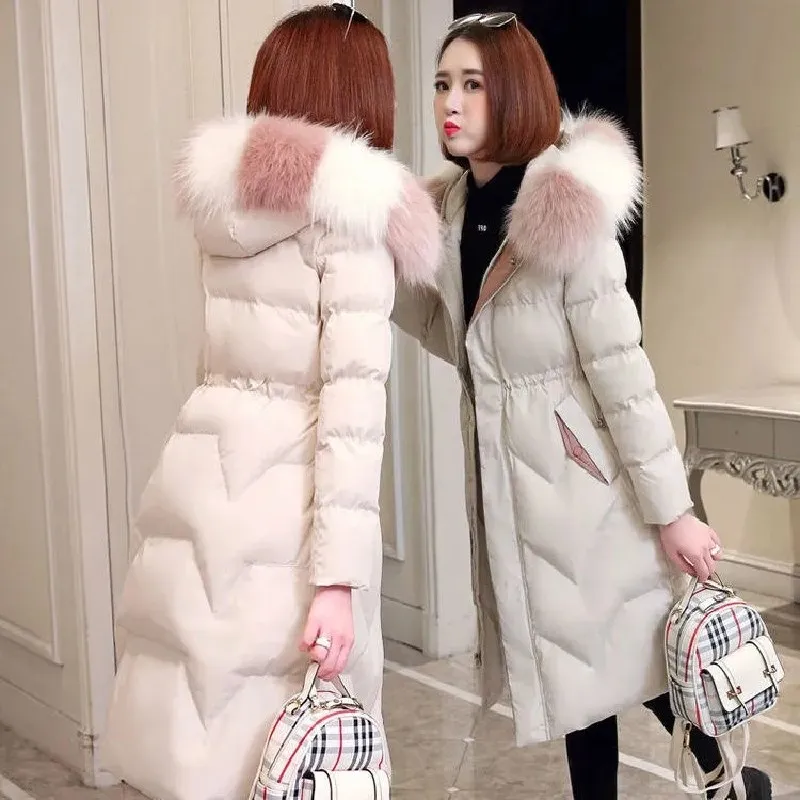 Fashion New Women Parka Stripe Big Fur Collar Over Knee Long Winter Jackets Slim Waist Casual Hooded Coats Warm Female Outwear
Fashion New Women Parka Stripe Big Fur Collar Over Knee Long Winter Jackets Slim Waist Casual Hooded Coats Warm Female Outwear