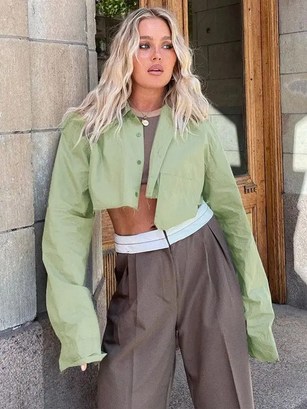 Fashion Casual Elegant Blouse Shirt Sexy 2022 Summer Long Sleeve Crop Top Women White Green Blue T Shirt Women 
Fashion Casual Elegant Blouse Shirt Sexy 2022 Summer Long Sleeve Crop Top Women White Green Blue T Shirt Women