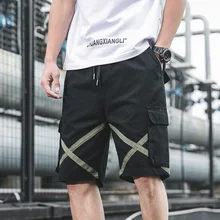 

Men Gym Casual Pants Summer Shorts Men Pack Crossed Double Stripe Sweatshorts Headband Style Fitness Movement Extra Large Size