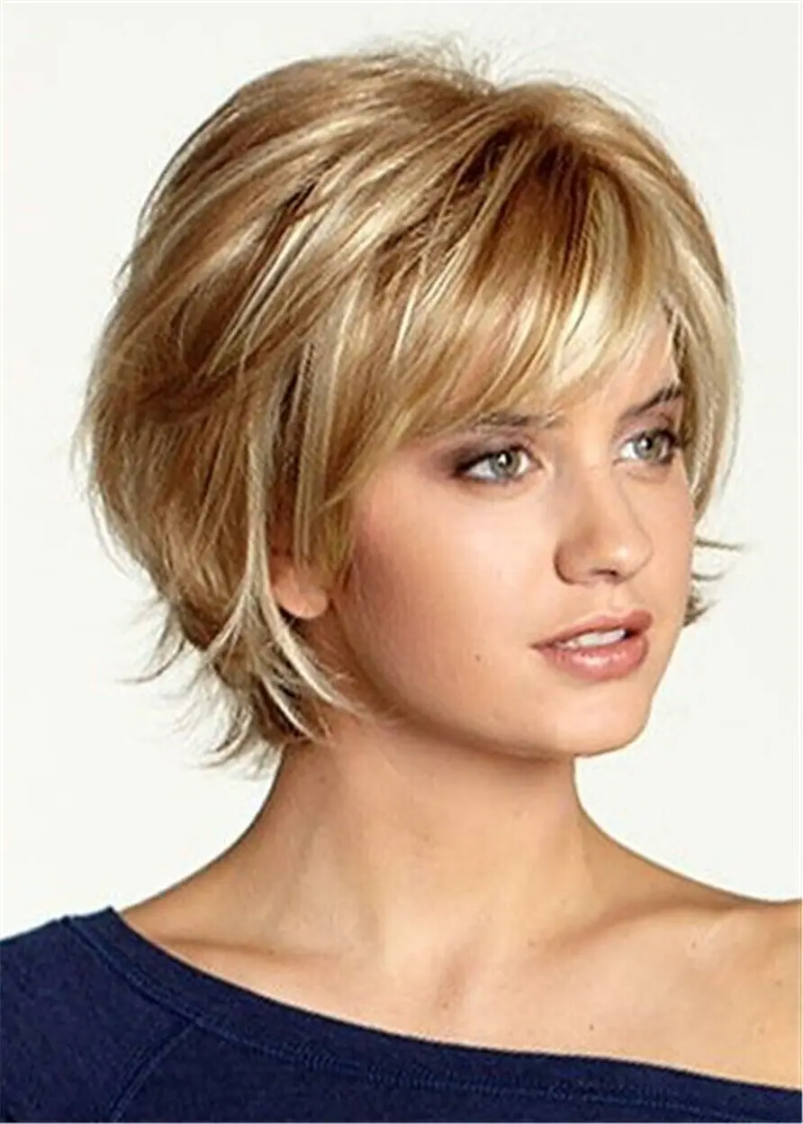 

Short Choppy Layered Wavy Synthetic Hair Blend Capless Wigs Women Natural Daily