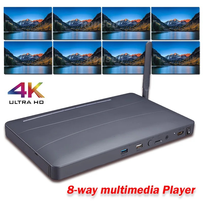 

4K 8 Ways HDMI Multi Media Video Player 1 in 8 out HDMI TV Android Player support USB Flash Hard Drive Mediaplayer for TV Stores