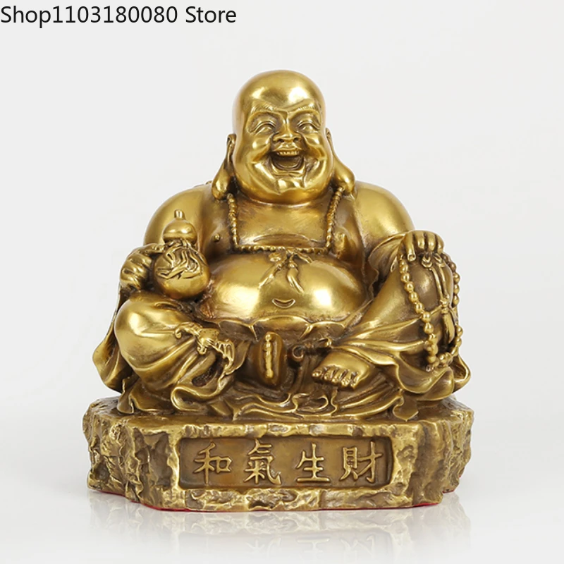 

Медная латунная статуя Будды Maitreya, китайский Декор фэн-шуй, гармония, приносит богатство, Смеющийся Будда, скульптура на удачу