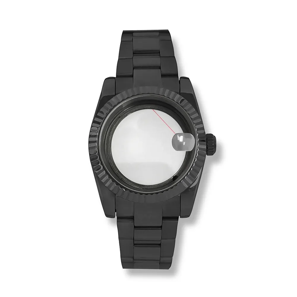

Watch Accessories PVD Black 36/39mm Oyster Perpetual Dog Tooth Ring Sapphire Glass Case+Adaptable NH35/36 with Sole