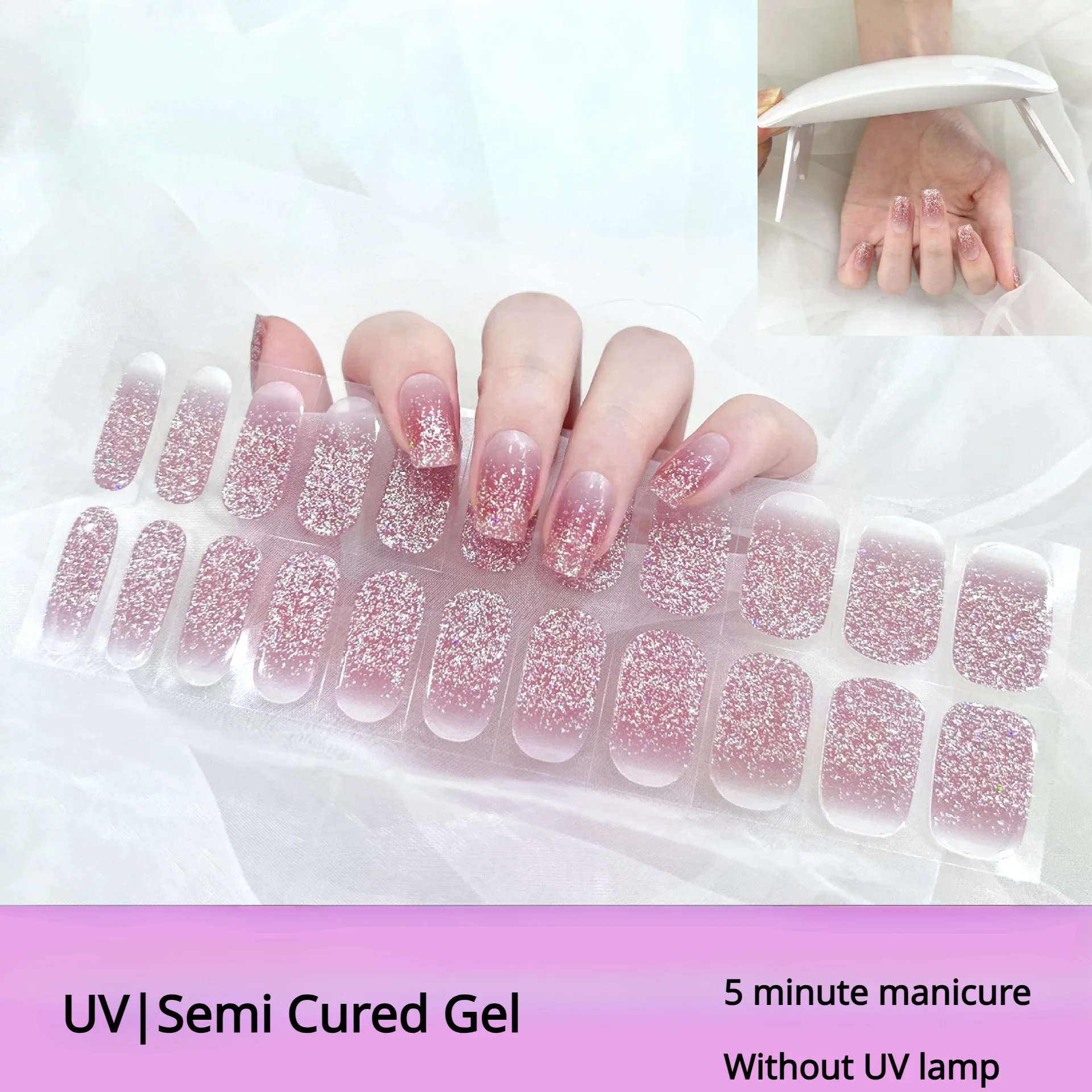 20Tips Ice Transparent Nude Color UV Gel Nail Patch Semi Curing Semi Baking Phototherapy Nail Oil Film Nail Art Decorations
20Tips Ice Transparent Nude Color UV Gel Nail Patch Semi Curing Semi Baking Phototherapy Nail Oil Film Nail Art Decorations