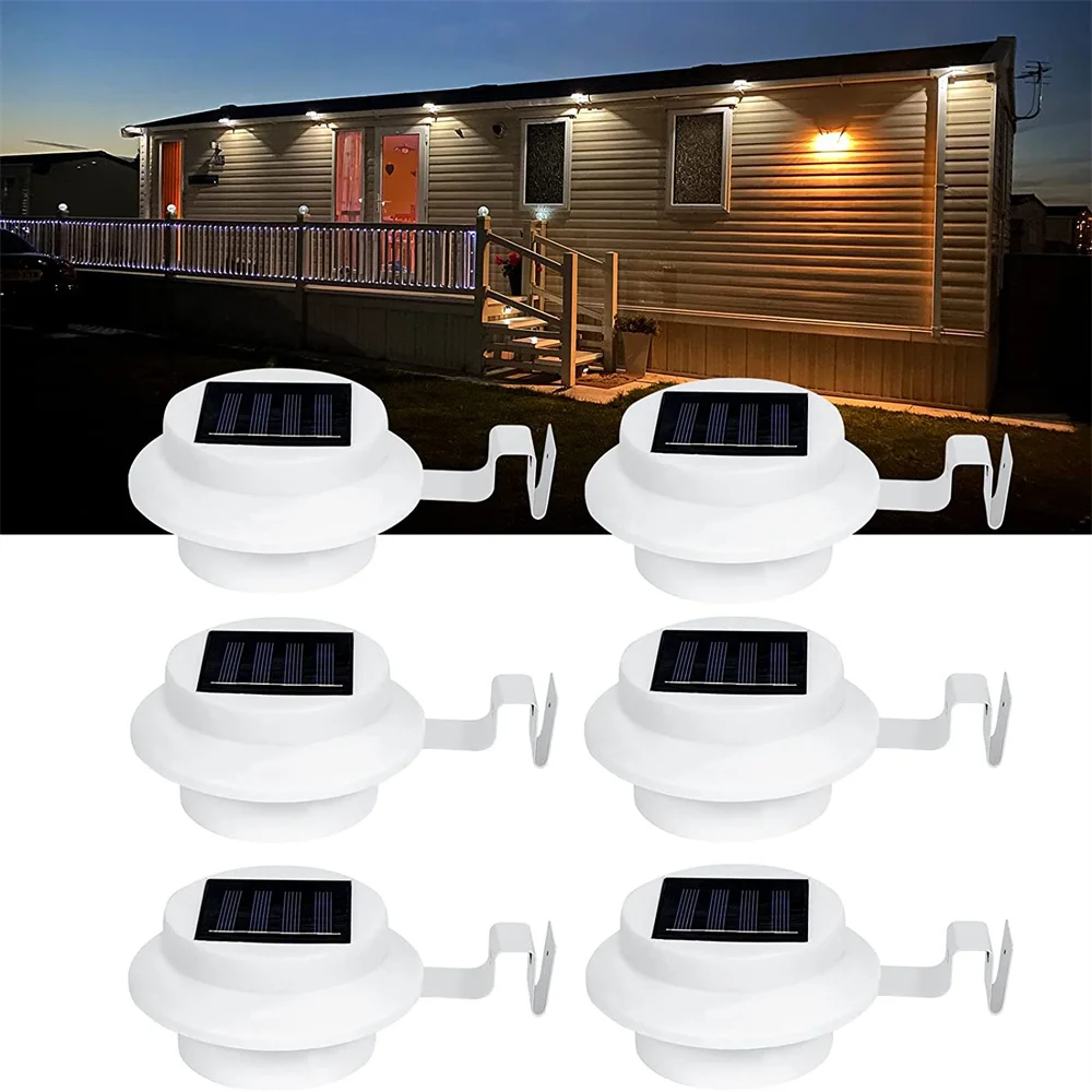 

Solar Outdoor Gutter Light Energy Saving Waterproof Eaves Lamps 3 LED Fence Solar Powered Garden Wall Pathway Courtyard Lighting