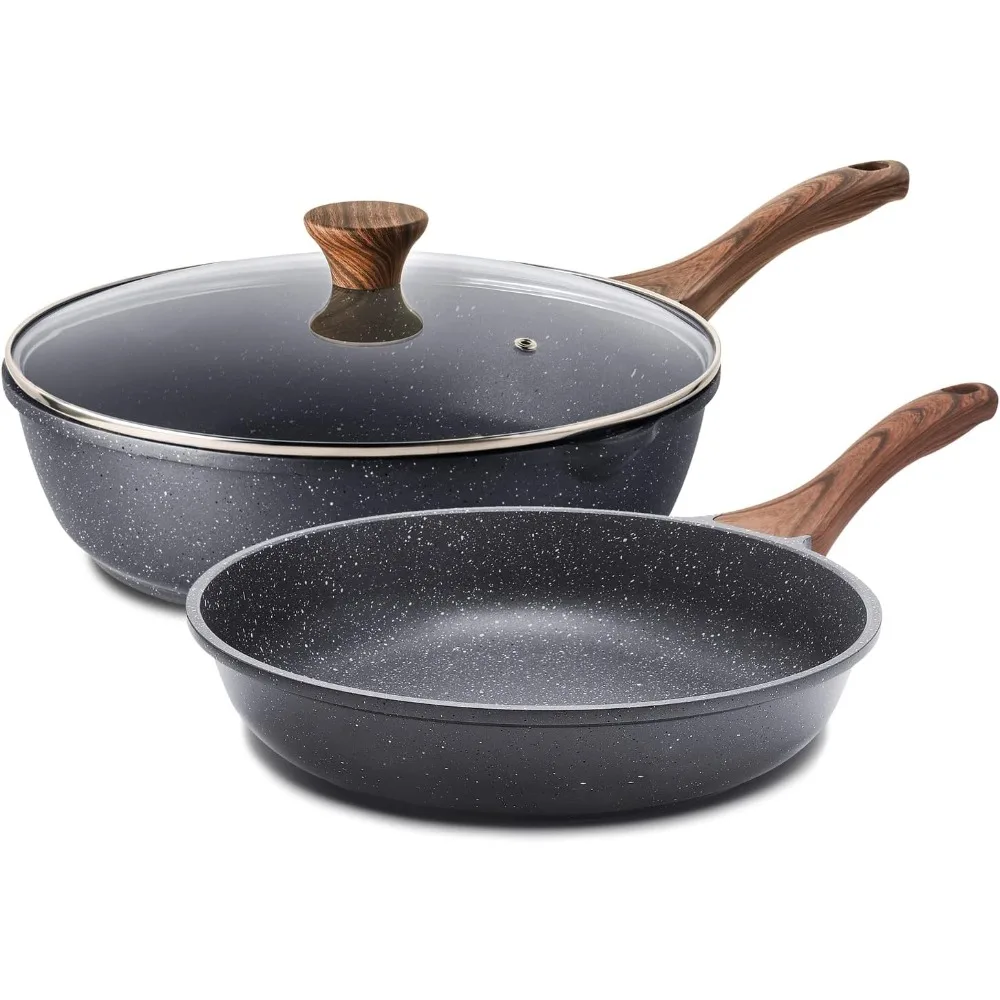 SENSARTE Nonstick Cookware Set, 3-Piece Induction Compatible Non Stick Skillets, Contains 9.5-Inch Frying Pan and 5QT Saute
SENSARTE Nonstick Cookware Set, 3-Piece Induction Compatible Non Stick Skillets, Contains 9.5-Inch Frying Pan and 5QT Saute