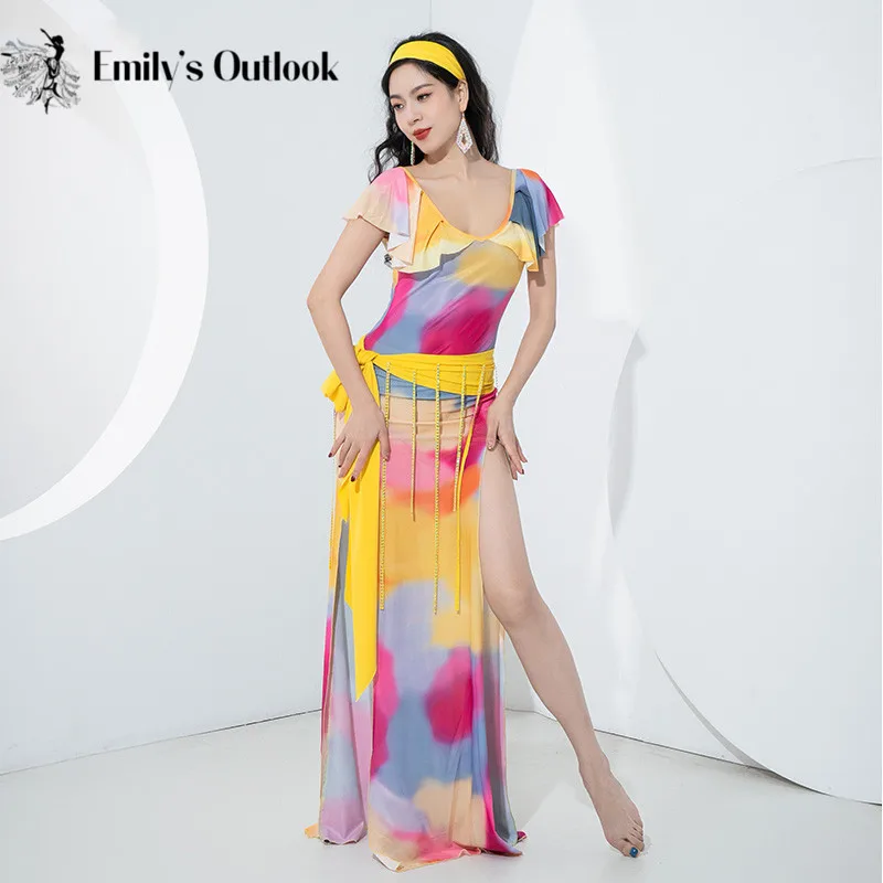 Женский костюм для танца живота, комплект из 4 предметов, платье с принтом и коротким рукавом с рюшами и разрезом сбоку
Женский костюм для танца живота, комплект из 4 предметов, платье с принтом и коротким рукавом с рюшами и разрезом сбоку