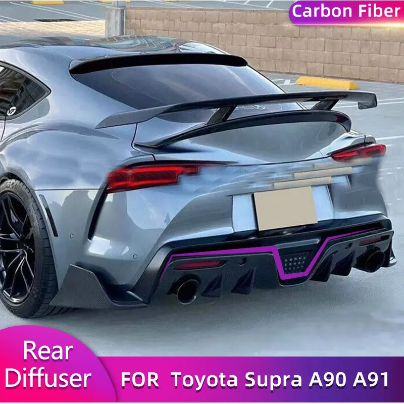 

Автомобильный задний бампер из углеродного волокна, диффузор, спойлер для Toyota Supra A90 A91 Coupe 2-Door 2019-2022, Автомобильный задний диффузор, губа, фартук