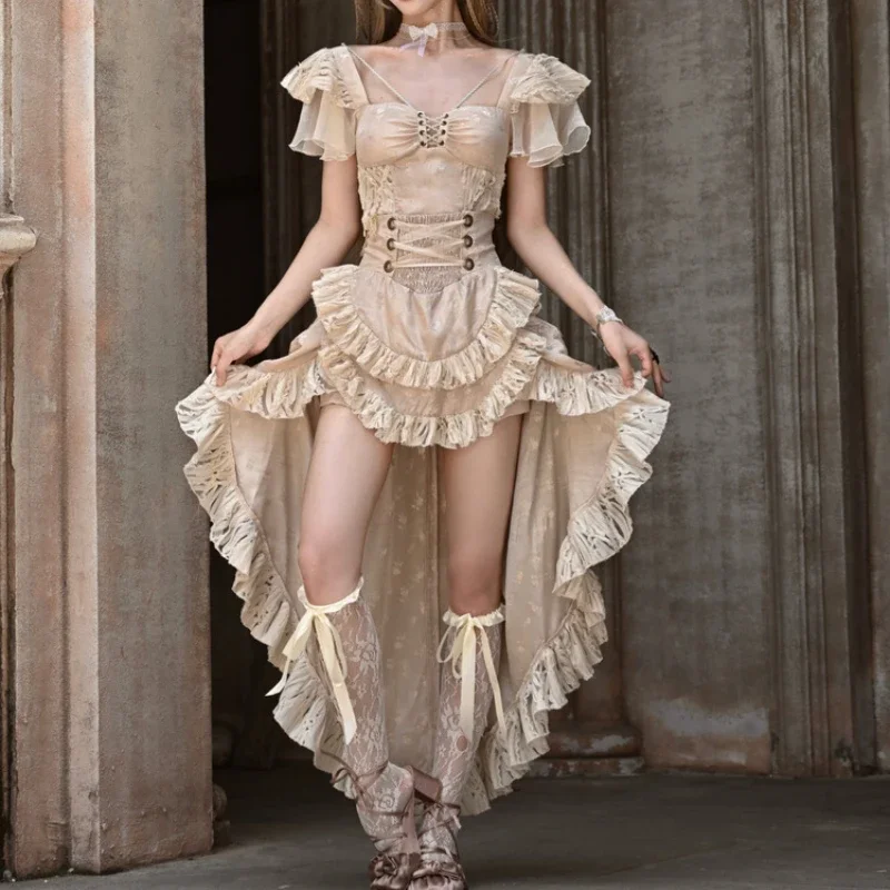 Женский костюм в викторианском стиле, сексуальное готическое платье лолиты, модный короткий топ с квадратным вырезом и кружевной лентой, элегантный костюм в стиле ретро
Женский костюм в викторианском стиле, сексуальное готическое платье лолиты, модный короткий топ с квадратным вырезом и кружевной лентой, элегантный костюм в стиле ретро
