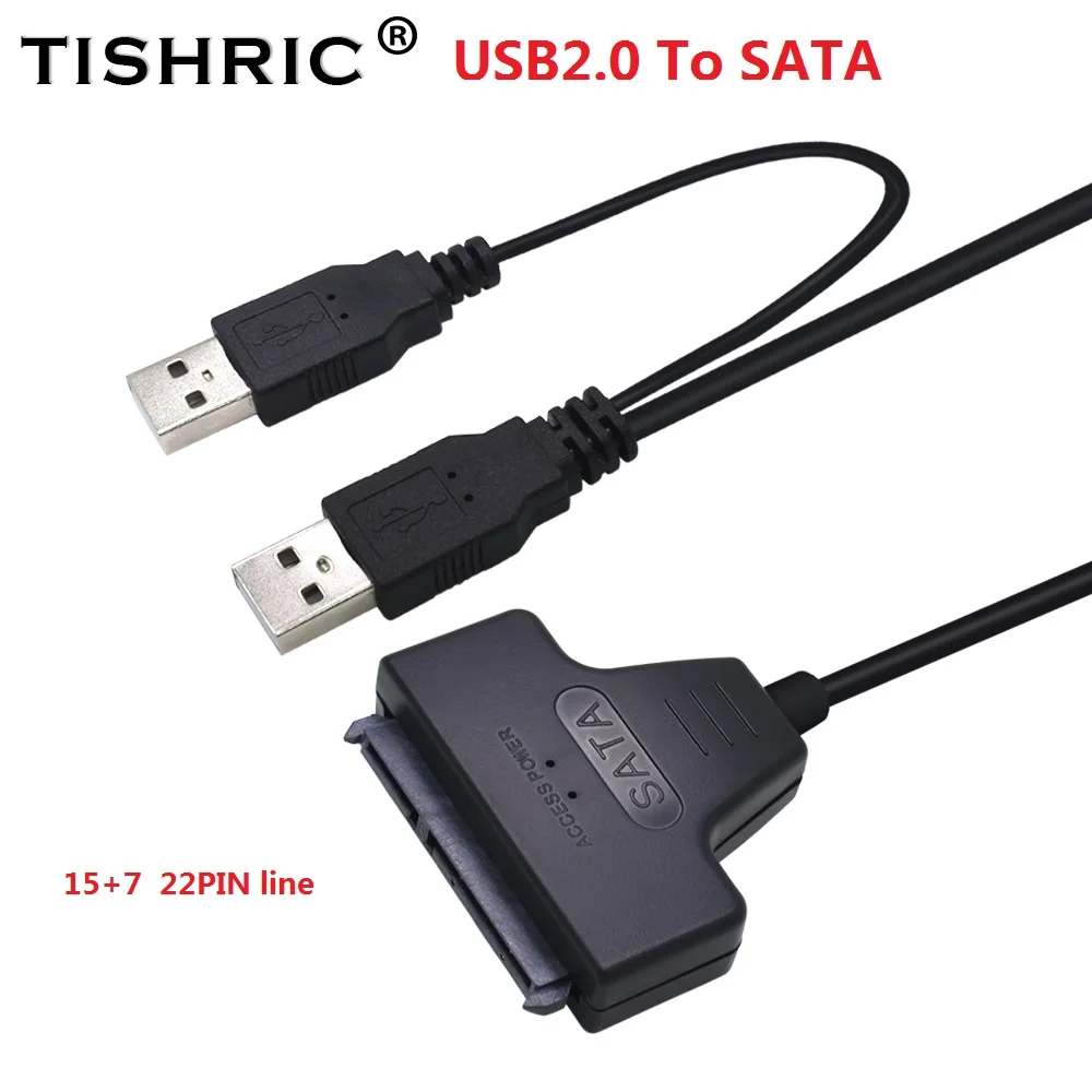 

Кабель-переходник TISHRIC USB2.0 на SATA 15 + 7, кабель-конвертер SATA 15 + 7 22 Pin для жесткого диска 2,5 дюйма HDD SSD