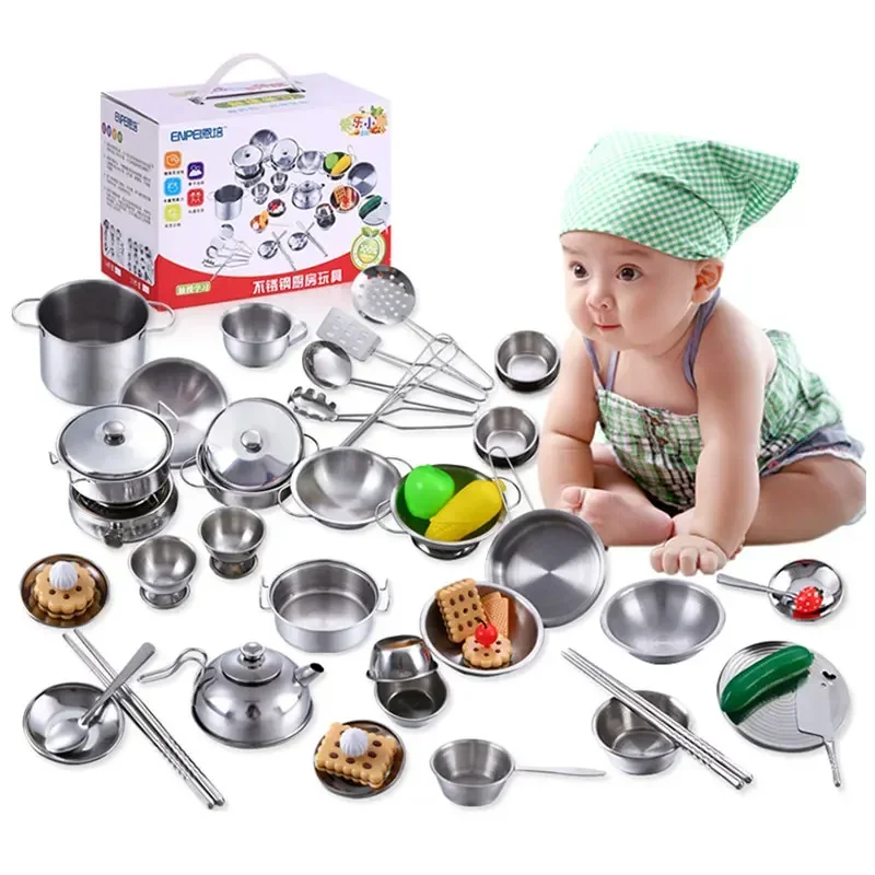 

25-piece mini cooking utensils food toy set for boys and girls stainless steel can accommodate cooking toys play house