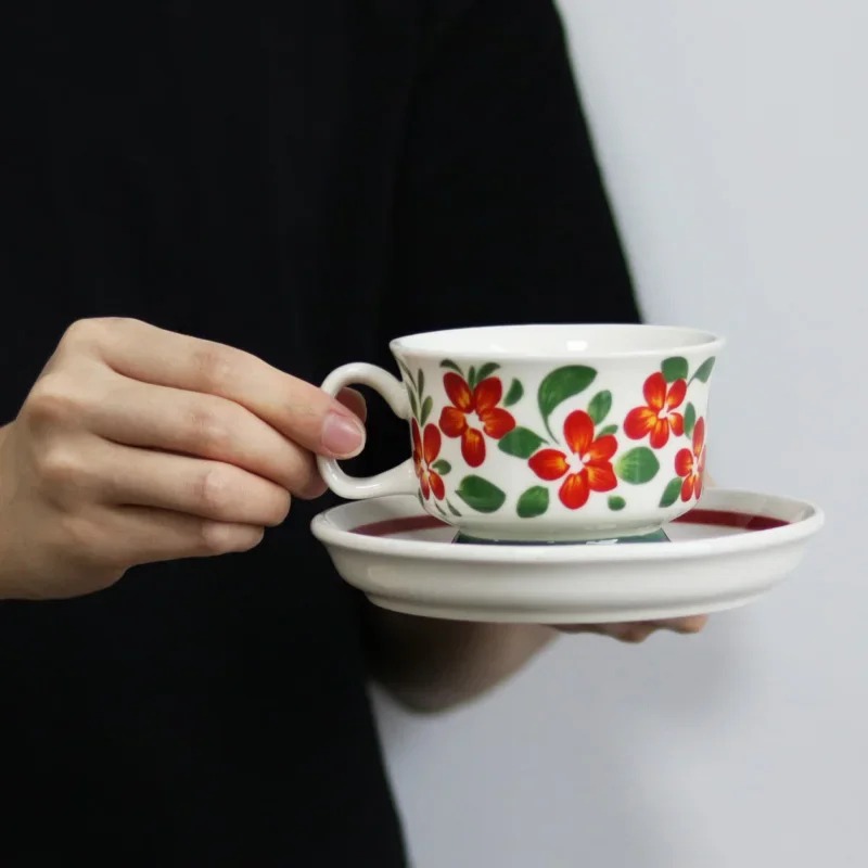 Flower hand-painted Finnish medieval ceramic floral coffee cup, afternoon tea cup, dish set, best friend gift, hand gift 
Flower hand-painted Finnish medieval ceramic floral coffee cup, afternoon tea cup, dish set, best friend gift, hand gift