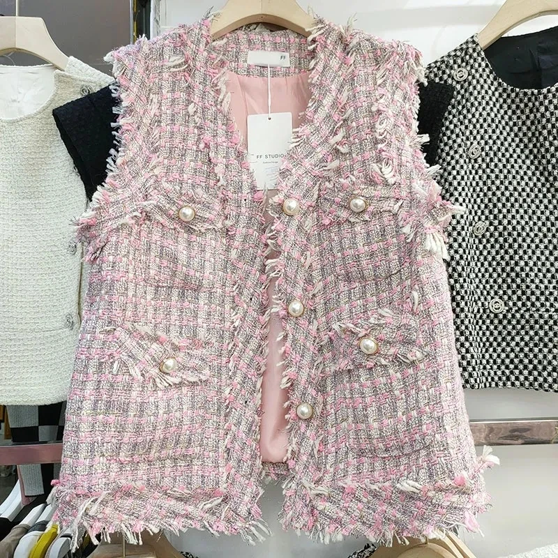 Tassel Single Breasted V-Neck Tweed Waistcoat Women Spring Summer New Vest Jacket
Tassel Single Breasted V-Neck Tweed Waistcoat Women Spring Summer New Vest Jacket